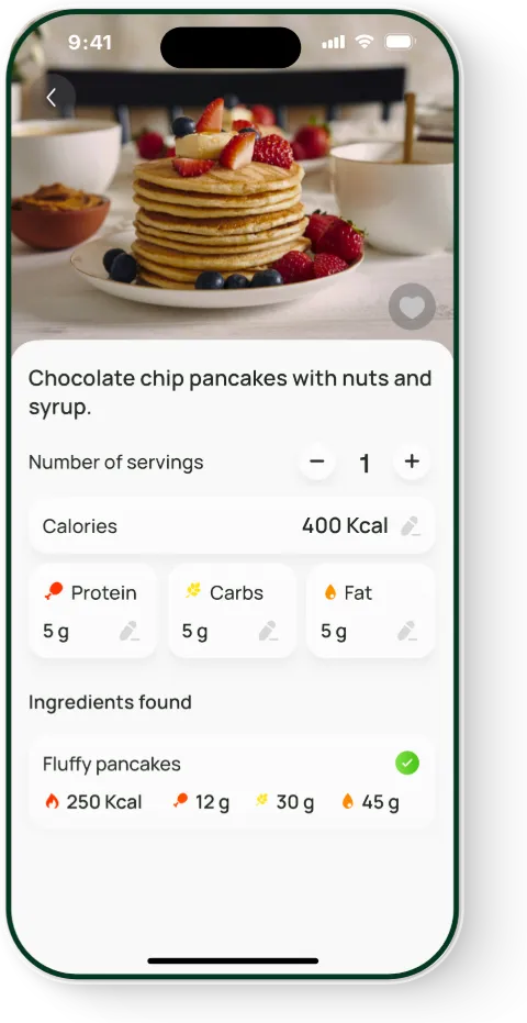 Macro breakdown for a scanned meal