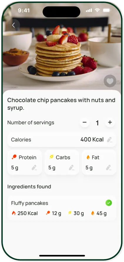 Macro breakdown for a scanned meal