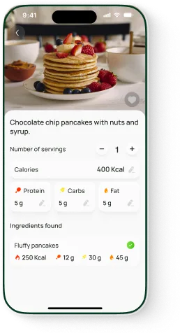 Macro breakdown for a scanned meal